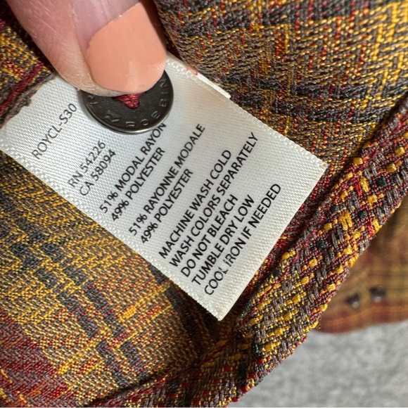 Royal Robbins Plaid Button Down Shirt Brown Red Yellow Size L Outdoor Casual - Picture 8 of 16